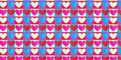 Paper cut heart shape seamless pattern on white background Vector illustration for Valentine's day design