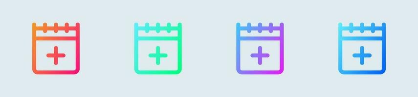 Add event line icon in gradient colors. Schedule signs vector illustration.