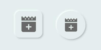 Add event solid icon in neomorphic design style. Schedule signs vector illustration.