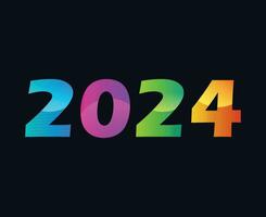 2024 contento nuevo año resumen multicolor gráfico diseño vector logo símbolo ilustración con negro antecedentes