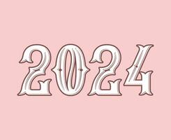 2024 contento nuevo año resumen granate y blanco gráfico diseño vector logo símbolo ilustración con rosado antecedentes