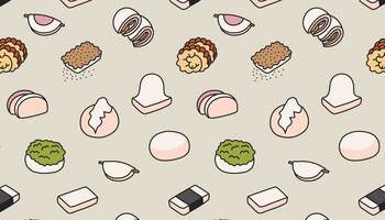 Seamless pattern of traditional Japanese food, mochi. vector