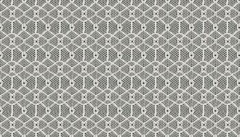 Geometric lace fabric composed of diamonds, circles, and hexagons. vector