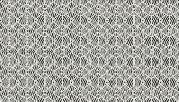 Geometric lace fabric composed of diamonds, circles, and hexagons. vector