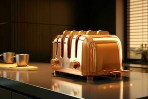 AI generated A sleek and modern toaster with goldenbrown photo