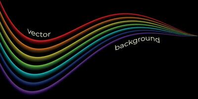 Black with bright rainbow lines background for posters, stories, product advertisements, booklets, flyers vector