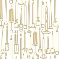 Vector seamless pattern of different hand drawn doodle sketch candle isolated on white background