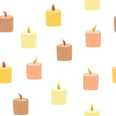Simple candle seamless pattern. Lighting candle design for textile, fabric, wrapping paper, cover
