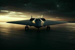 AI generated A stealth bomber emerges from the shadows photo