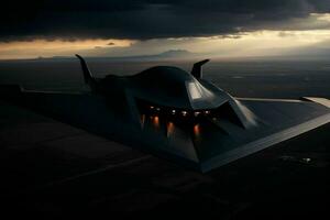 AI generated A stealth bomber emerges from the shadows photo