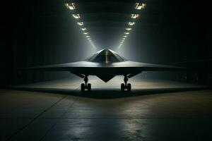 AI generated A stealth bomber emerges from the shadows photo