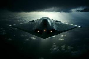 AI generated A stealth bomber emerges from the shadows photo