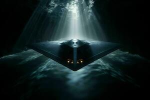 AI generated A stealth bomber emerges from the shadows photo