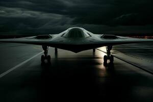 AI generated A stealth bomber emerges from the shadows photo