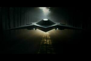 AI generated A stealth bomber emerges from the shadows photo