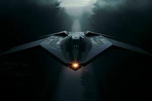 AI generated A stealth bomber emerges from the shadows photo