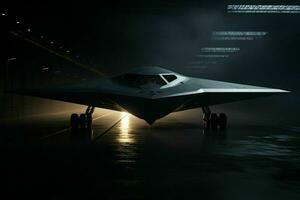 AI generated A stealth bomber emerges from the shadows photo