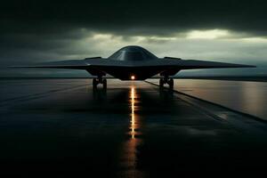 AI generated A stealth bomber emerges from the shadows photo