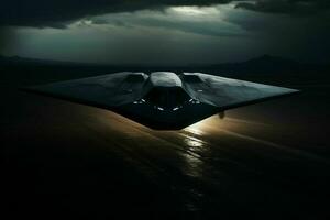 AI generated A stealth bomber emerges from the shadows photo