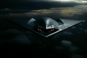 AI generated A stealth bomber emerges from the shadows photo