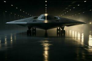 AI generated A stealth bomber emerges from the shadows photo