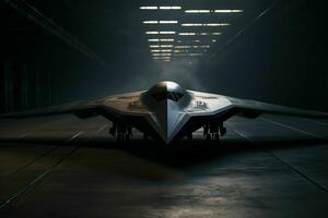 AI generated A stealth bomber emerges from the shadows photo