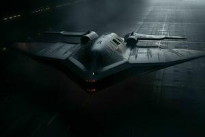 AI generated A stealth bomber emerges from the shadows photo