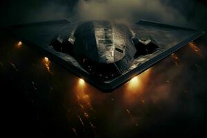 AI generated A stealth bomber emerges from the shadows photo