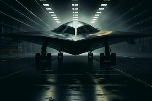 AI generated A stealth bomber emerges from the shadows photo