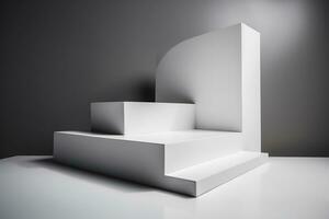 AI generated White pedestal display platform for product placement background 3d rendering. Ai generated photo