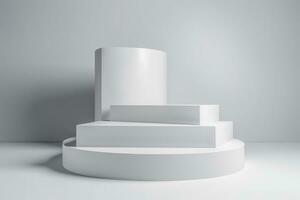 AI generated Presentation white podium 3d abstract background, empty backdrop pedestal. Ai generated photo