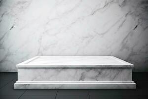 AI generated Minimal marble podium for product display background 3d rendering. Ai generated photo