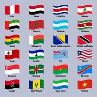 Set of national waving flags of countries on a bright background vector