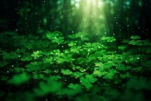 AI generated Dark moody green leaves summer background. Ai generated photo