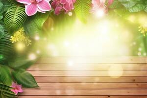 AI generated Desk of free space and summer background. Ai generated photo