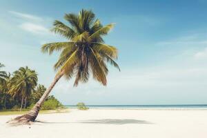 AI generated Beach landscape with palms. Summer tropical background. Ai generated photo