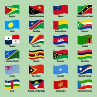 Large set of national flags of countries in wavy style on a bright background vector