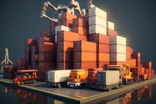 AI Generated A large warehouse with rows of multiple stacks of boxes and merchandise, logistic and warehouse concept. Generative AI photo