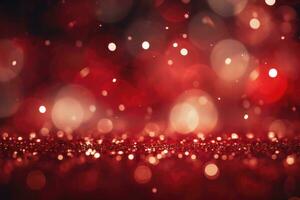 AI Generated Abstract red bright light glittering bokeh blur background. Generative AI photo