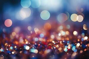 AI Generated Abstract bright light glittering bokeh blur background. Generative AI photo