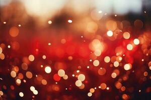 AI Generated Abstract red bright light glittering bokeh blur background. Generative AI photo