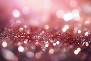 AI Generated Abstract pink bright light glittering bokeh blur background. Generative AI photo