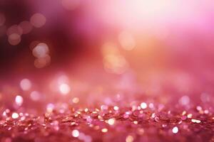 AI Generated Abstract pink bright light glittering bokeh blur background. Generative AI photo