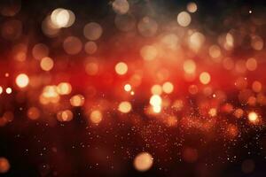 AI Generated Abstract red bright light glittering bokeh blur background. Generative AI photo