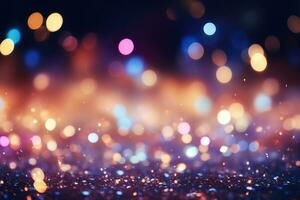 AI Generated Abstract bright light glittering bokeh blur background. Generative AI photo