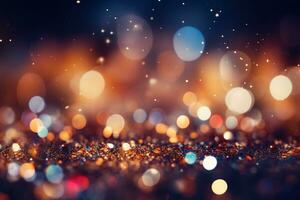 AI Generated Abstract bright light glittering bokeh blur background. Generative AI photo