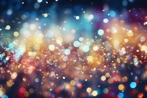 AI Generated Abstract bright light glittering bokeh blur background. Generative AI photo