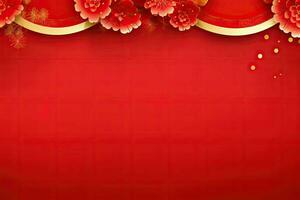 AI generated china new year banner red background photo