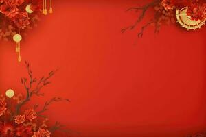 AI generated china new year banner red background photo