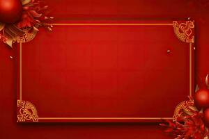 AI generated china new year banner red background photo